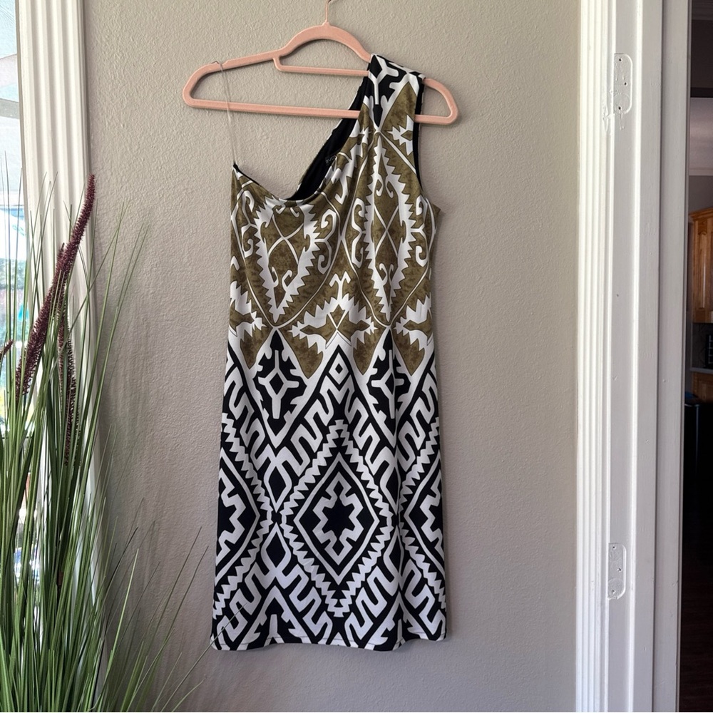 #631 Evo Vorro Single shoulder geometric print mini dress size medium
